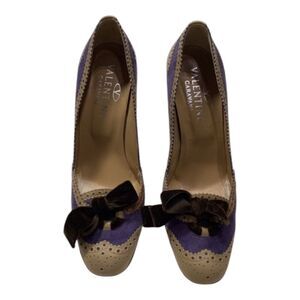 Valentino Garavani Vintage Front Bow Purple & Brown Heels Size EU 37